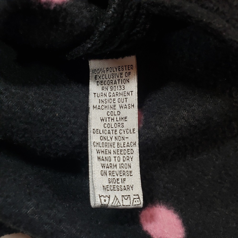 Quaker Factory Black Pink Polka Dot Fleece 1/4 Zip Pullover Sweatshirt XL Rhines - Picture 4 of 8